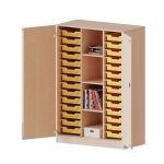 ErgoTray Schrank, 3reihig, 4 OH, zweitürig, mit 28 flachen Boxen, B/H/T 104,5x154x50cm 